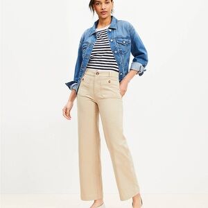 Loft Palmer Wide Leg Pants In Khaki Natural Jute High Rise Size 8